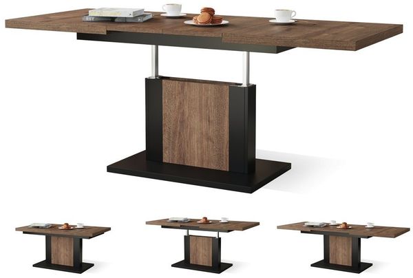 designimpex Couchtisch Design Orion stufenlos höhenverstellbar ausziehbar Esstisch