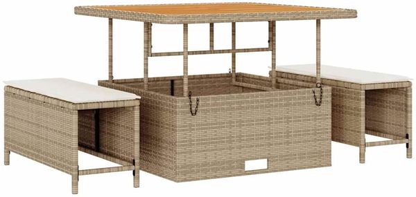 vidaXL Gartensofa-set mit Kissen mit Speicher 13 pcs Beige Poly-Rattan 3363746 Bild 4