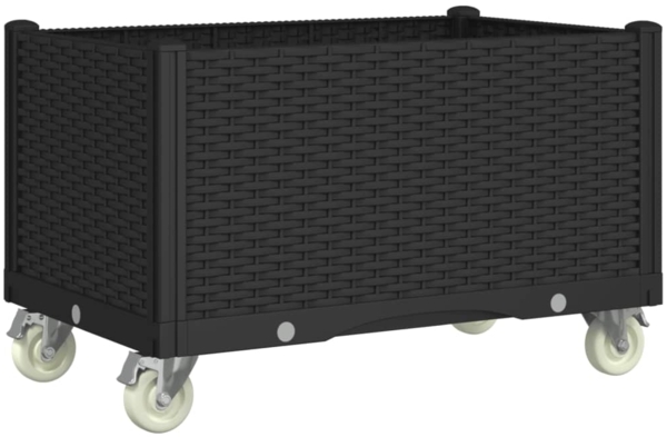 vidaXL Pflanzkasten mit Rollen Schwarz 80x50x54 cm PP 367986