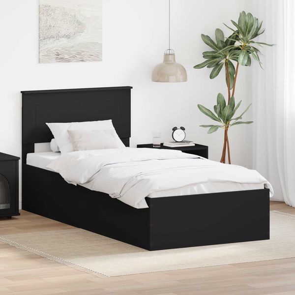 vidaXL Bettrahmen mit Kopfteil Schwarz 100 x 200 cm Holzwerkstoff 3408698