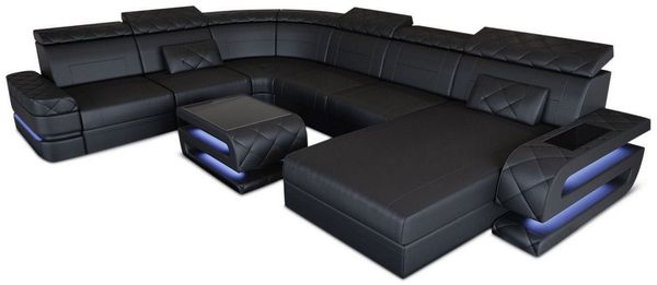 Wohnlandschaft Bologna Luxurios XXL in Leder - Echtleder - schwarz - Rechts