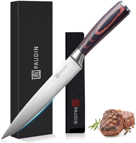 Premium Fleischmesser Küchenmesser 20 cm Edelstahl Allzweckmesser mit Holzgriff