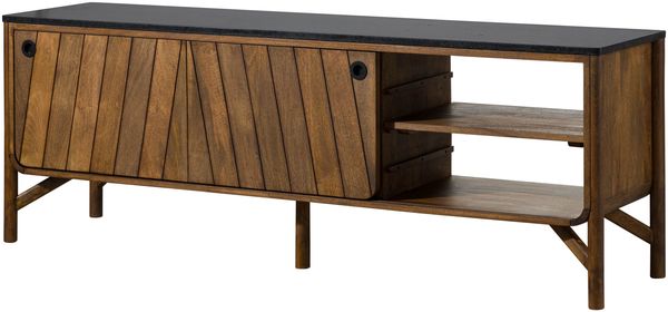 Sideboard Mango 185x45x65 braun geölt / dunkler Granit LOS ANGELES #106