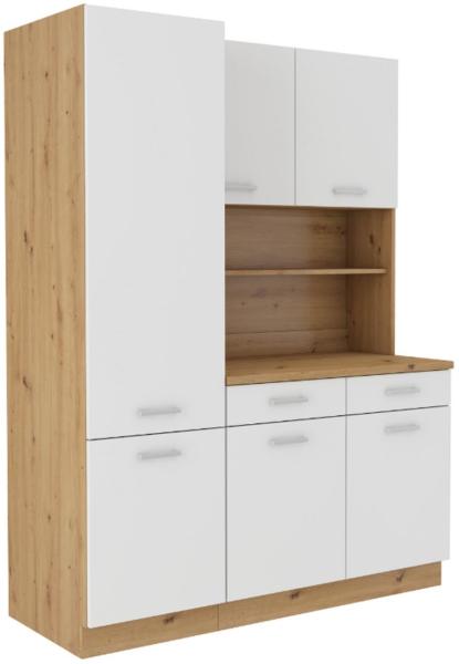 Buffet Küche 'Mario 150cm' Küchenzeile, Weiß/ Eiche Artisan, 200 x 60 x 150 cm