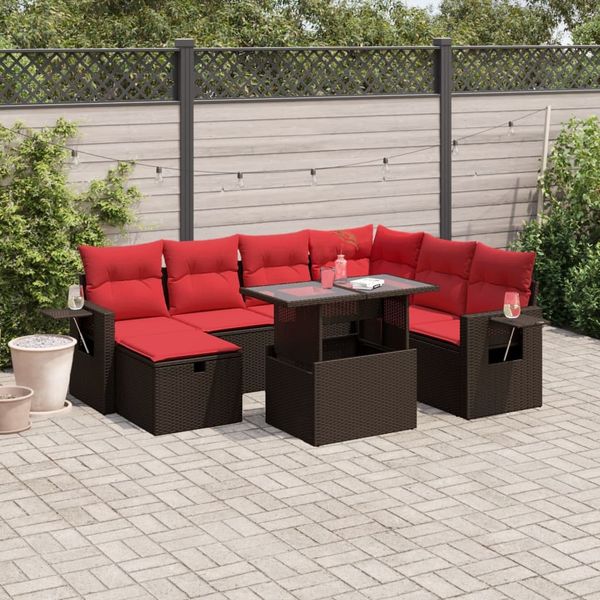 vidaXL 8-teiliges Gartensofa-Set mit Kissen, braun, Polyrattan 3275004