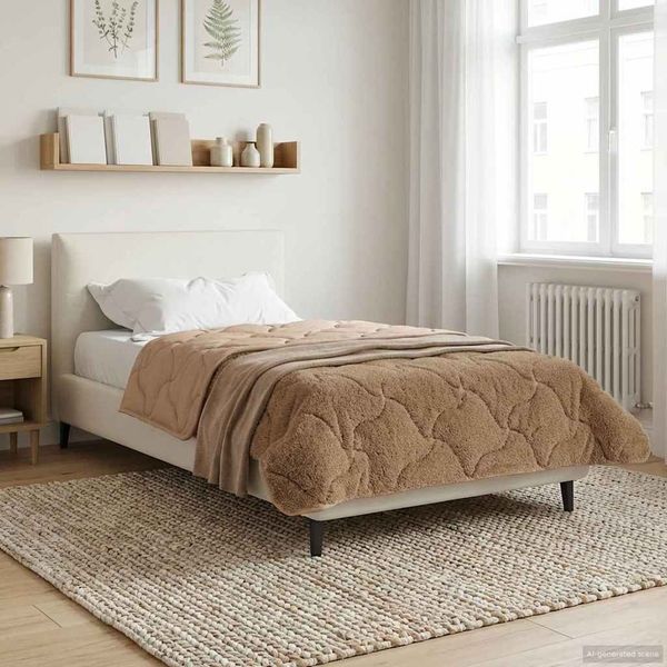 vidaXL Winterbettdecke Taupe 155 x 220 cm Mikrofaser und Teddy-Fleece 42026356
