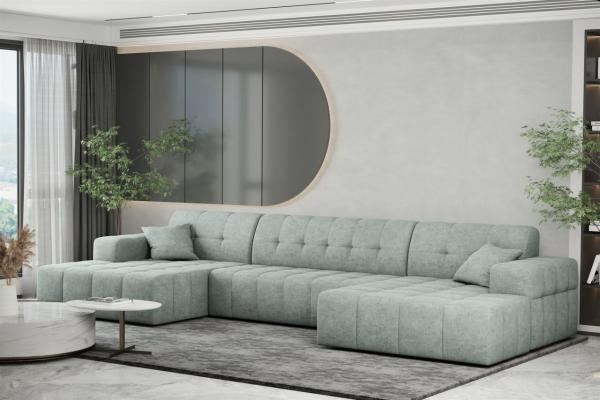 Wohnlandschaft Sofa U-Form NANCY in Stoff Perfekt Harmony Eisblau