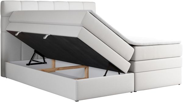 Boxspringbett, Polsterbett, Bett, Schlafzimmer - ERNI-KING - 140x200cm - Weiß Kunstleder - H4 Bild 4