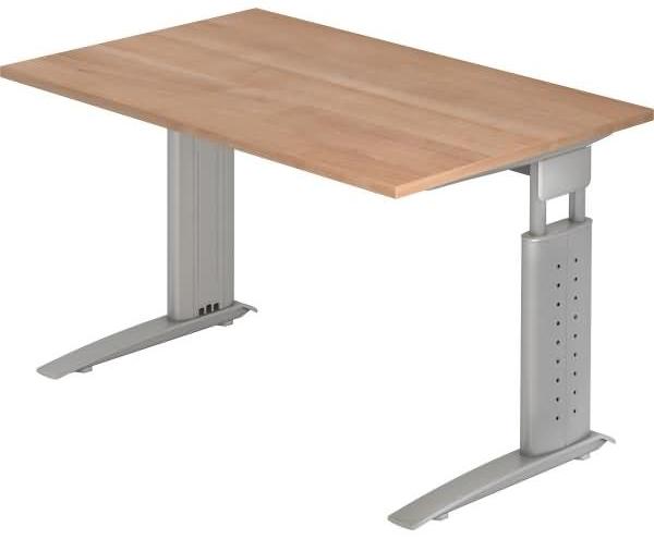 Schreibtisch US12 C-Fuß 120x80 cm Nussbaum Gestellfarbe: Silber