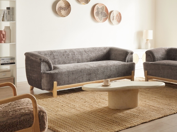 Beliani 'ALNOR' 3-Sitzer Sofa, Chenillegewebe Braun