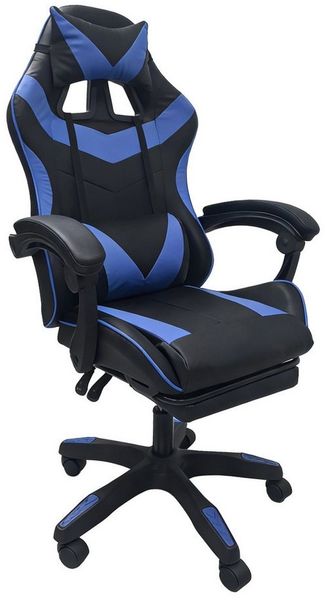 HTI-Living Gaming-Stuhl Ergonomischer Gaming Stuhl mit Fußstütze Racing-Design Schwarz-Blau (Stück, 1 St)