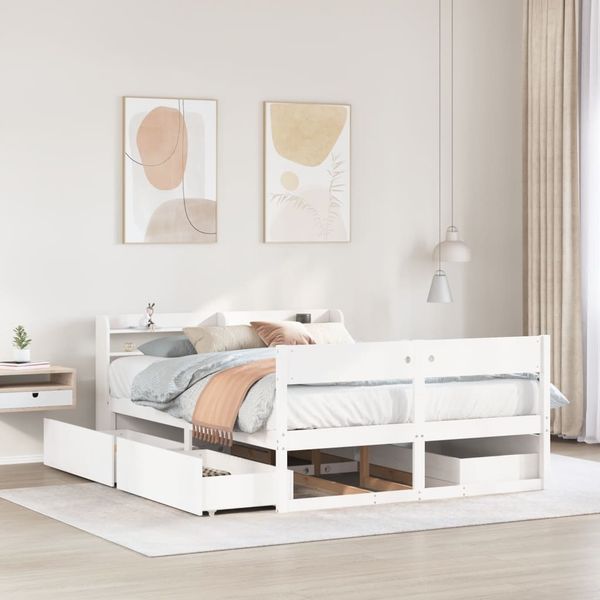 vidaXL Massivholzbett ohne Matratze Weiß 120x200 cm Kiefernholz 3307126