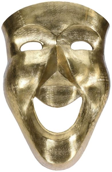 Wanddeko Maske 46cm Alu silber oder gold Wandbild Wanddekoration Karnevalsmaske gold