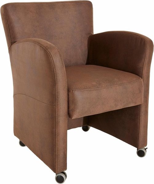 exxpo - sofa fashion Sessel Cortado, Loungesessel auf Rollen, schmale Armlehnen, bequem, Breite 66 cm