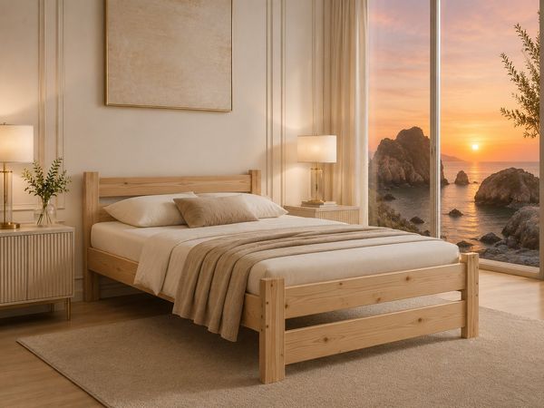 Best for Home Massivholzbett Massives Kiefernholzbett Bett aus Naturholz –stabil & zeitloses Design (Bettgestell mit Lattenrost, 6-tlg, Bettgestell inkl. Lattenrost), Massives Kiefernholz, naturbelassen & chemikalienfrei