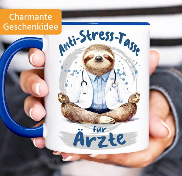 MoonWorks Tasse Kaffee-Tasse Geschenk Ärzte Anti Stress Bürotasse Faultier Lustig, Keramik