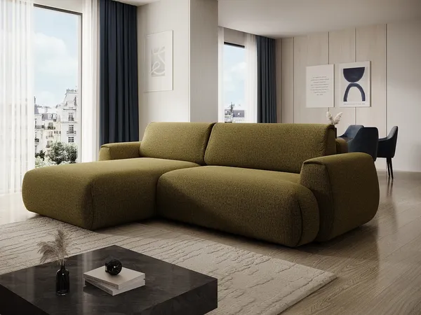 Vente-unique - MONELIA Sofa Stoff Grün - B 167 cm x H 81 cm x L 270 cm