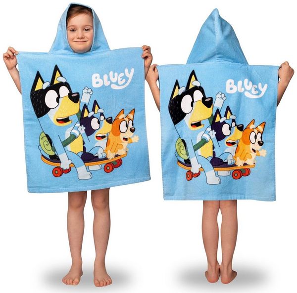 Bluey Kapuzenhandtuch Bluey Badetuch, SCHNELL TROCKNENDES Poncho mit Kapuze für Kinder