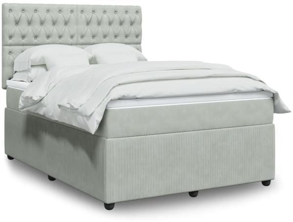 vidaXL Boxspringbett mit Matratze Hellgrau 140x190 cm Samt 3292340