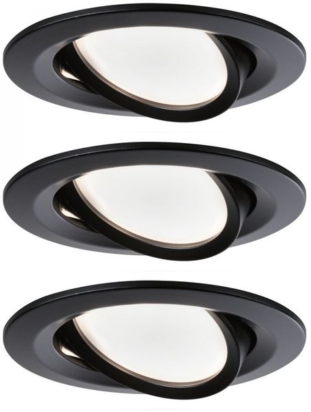 Paulmann No. 94471 LED Einbauleuchte Nova rund 3x6,5W schwarz schwenkbar IP23