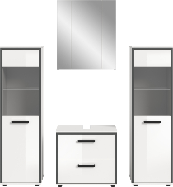 Badkombination (B/H/T: 171x188x37 cm) in weiß hochglanz