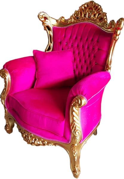 Casa Padrino Barock Sessel Al Capone Pink / Gold mit Bling Bling Glitzersteinen - Limited Edition