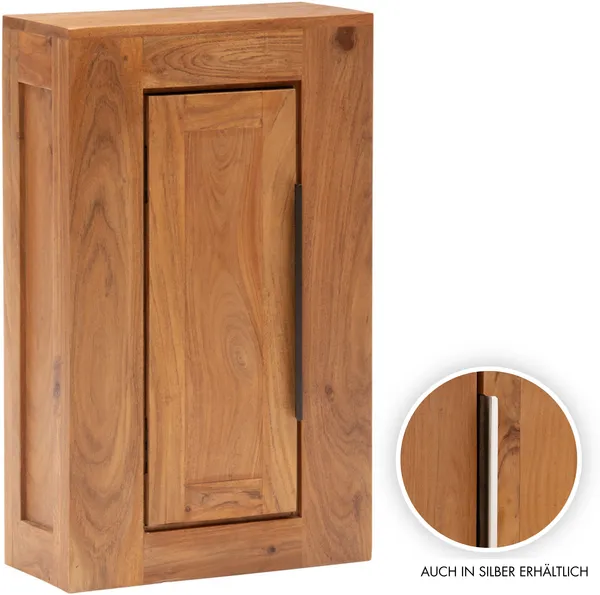Hängeschrank Osbon Akazie Massivholz braun 45 x 70 x 25 cm Wandschrank Bad-Hängeschrank Holzschrank-über-WC schmal massivum Serie Osbon