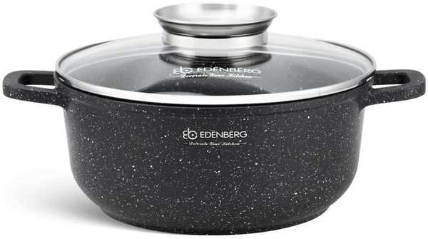 Edenberg Kochtopf Topf 2.3L, 3.3L oder 5.6L Suppentopf Kompotttopf Steinbeschichtung, Keramik, Aluminiumguss (Im Angebot vier großartige Töpfe zur Auswahl mit einem Fassungsvermögen von 2,3L, 3,3L, 4,5L oder 5.6L, 2-tlg, Eine ideale Geschenkidee)