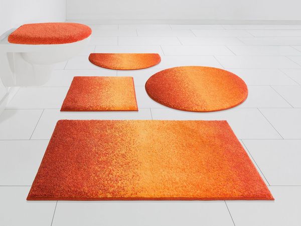 Grund Badematte Mistral, Höhe 20 mm, rutschhemmend beschichtet, fußbodenheizungsgeeignet, Kunstfaser, rechteckig, 3-tlg. Hänge-WC Set, meliertes Design, Ombré-Look, auch als 3 teiliges Set, Made in Europe
