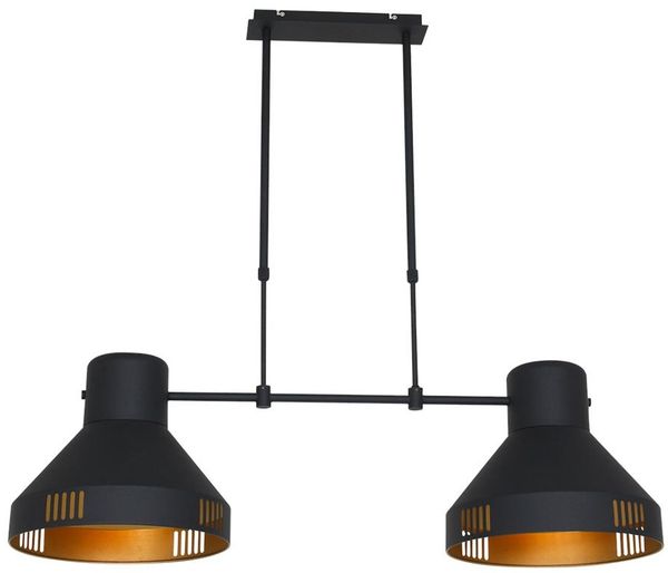 Hängeleuchte, schwarz-matt, gold, Höhenverstellbar, Länge 105 cm, EVY