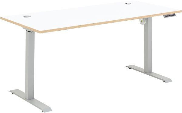 Schreibtisch >Memphis< höhenverstellbar, Weiß / Artisan / silber - 160x72/120x77 (BxHxT)