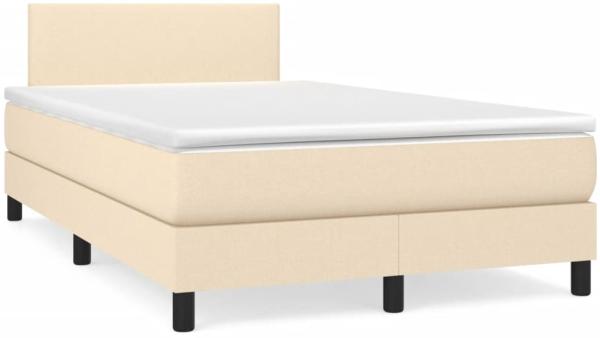 vidaXL Boxspringbett mit Matratze & LED Creme 120x190 cm Stoff 3270030