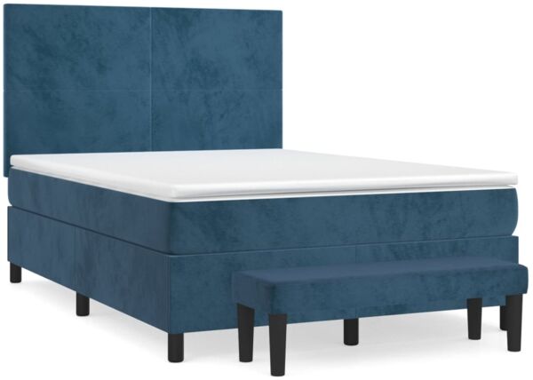 vidaXL Boxspringbett mit Matratze Dunkelblau 140x200 cm Samt 3137729