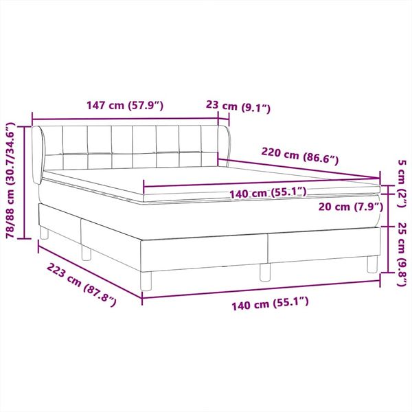 vidaXL Boxspringbett mit Matratze Rosa 140x220 cm Samt 3317570 Bild 12
