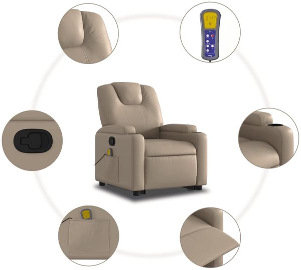 vidaXL Massagesessel mit Aufstehhilfe Cappuccino-Braun Kunstleder 3204443 Bild 8