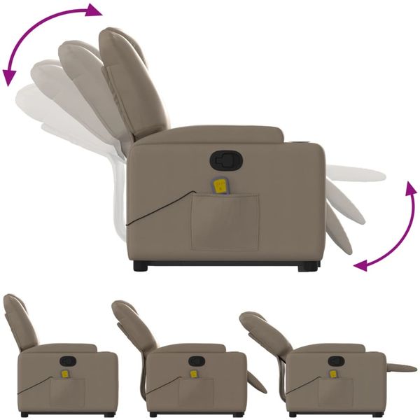 vidaXL Massagesessel mit Aufstehhilfe Cappuccino-Braun Kunstleder 3204443 Bild 7