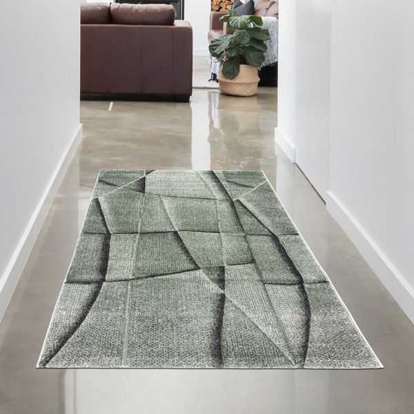 Carpetia Teppich Wohnzimmer Teppich mit geometrischem Muster in grün, rechteckig