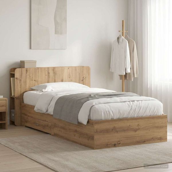 vidaXL Bettgestell mit Stauraum mit Kopfteil Artisan-Eiche 80x200 cm 3433702