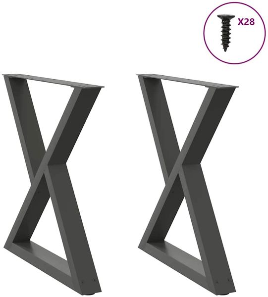 vidaXL Esstisch Beine 2 Stück Anthrazit 70x(72-73,3) cm Stahl 4012726