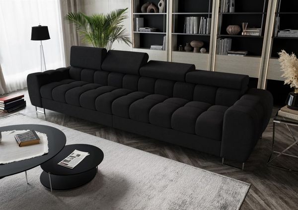 Big Sofa Sofa 4-Sitzer BASTIEN Megasofa in Stoff Moly Schwarz