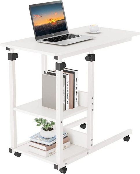 Dripex Beistelltisch Schreibtisch mit Rollen Computertisch Höhenverstellbar Laptoptisch