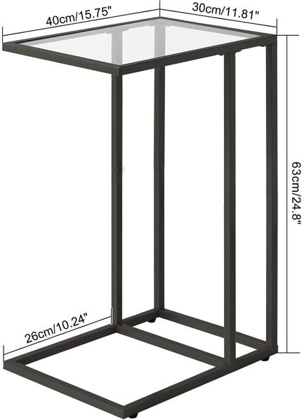 Beistelltisch Laptoptisch Glastisch Schwarz Hartglas Metallgestell Bild 3