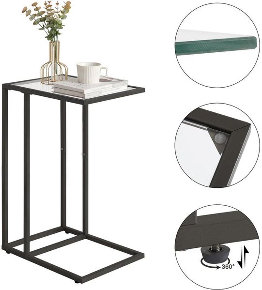 Beistelltisch Laptoptisch Glastisch Schwarz Hartglas Metallgestell Bild 7