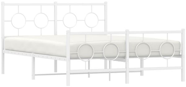 vidaXL Bettgestell mit Kopf- und Fußteil Metall Weiß 140x190 cm 376293 Bild 4