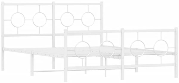 vidaXL Bettgestell mit Kopf- und Fußteil Metall Weiß 140x190 cm 376293 Bild 3