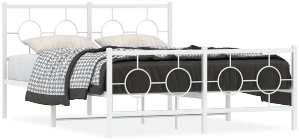 vidaXL Bettgestell mit Kopf- und Fußteil Metall Weiß 140x190 cm 376293 Bild 2