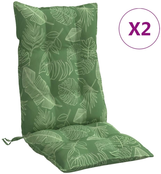 vidaXL Hochlehner-Auflagen 2 Stk. Blattmuster Oxford-Gewebe 377659
