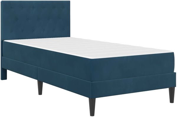 vidaXL Bettgestell mit Matratze mit Kopfteil Blau 100 x 200 cm Samt 3415035 Bild 3