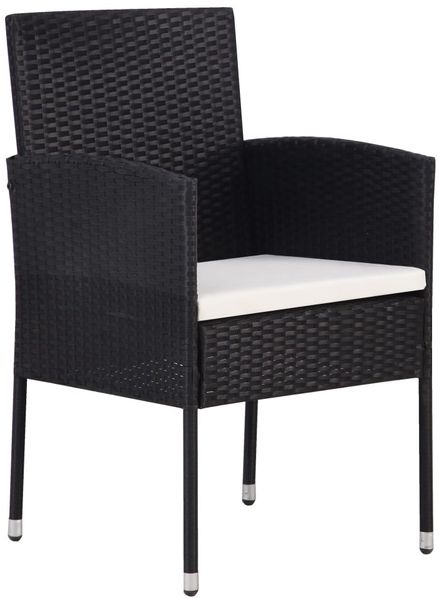 Gartenstühle, Terrassenstühle mit Kissen in Cremeweiß 2 Stk. Schwarz Polyrattan