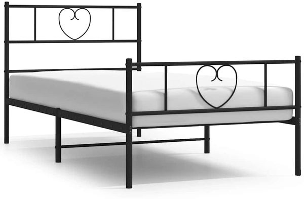 vidaXL Bettgestell mit Kopf- und Fußteil Metall Schwarz 100x200 cm 355476 Bild 2